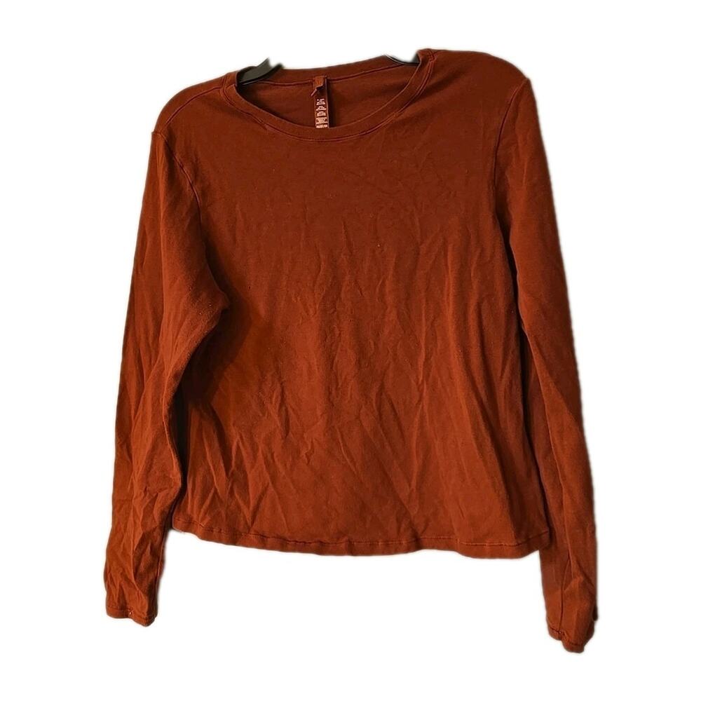Skims Brown Crew Neck Relaxed Fit Long Sleeve Casual Top Womans Plus Size 2X